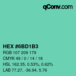 Color code: HEX #6BD1B3 | qconv.com