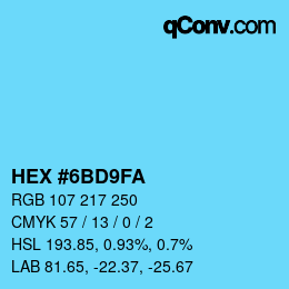 Color code: HEX #6BD9FA | qconv.com