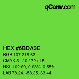Color code: HEX #6BDA3E | qconv.com