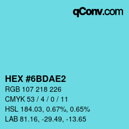 カラーコード: HEX #6BDAE2 | qconv.com