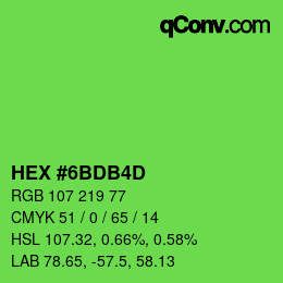 颜色代码: HEX #6BDB4D | qconv.com