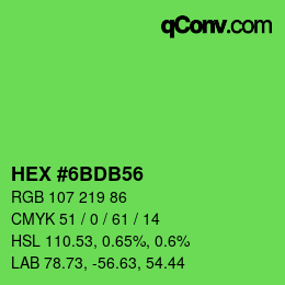 カラーコード: HEX #6BDB56 | qconv.com