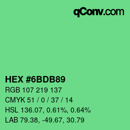 カラーコード: HEX #6BDB89 | qconv.com