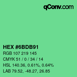 颜色代码: HEX #6BDB91 | qconv.com