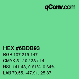 カラーコード: HEX #6BDB93 | qconv.com
