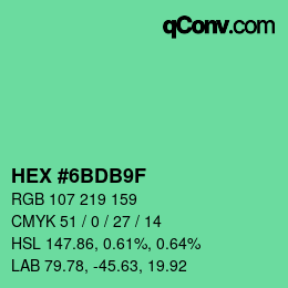 Color code: HEX #6BDB9F | qconv.com