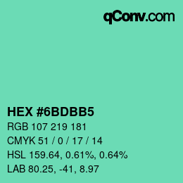 Color code: HEX #6BDBB5 | qconv.com