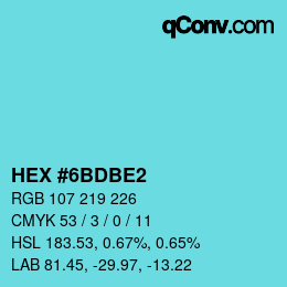 颜色代码: HEX #6BDBE2 | qconv.com
