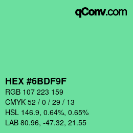 Color code: HEX #6BDF9F | qconv.com