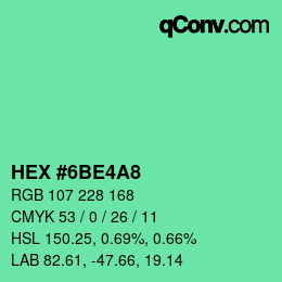 Color code: HEX #6BE4A8 | qconv.com