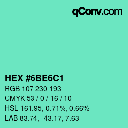 Código de color: HEX #6BE6C1 | qconv.com