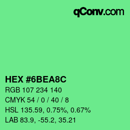颜色代码: HEX #6BEA8C | qconv.com