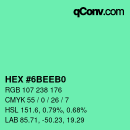 Color code: HEX #6BEEB0 | qconv.com