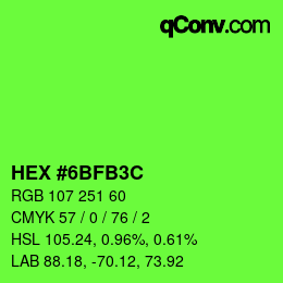 Color code: HEX #6BFB3C | qconv.com