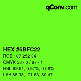 Farbcode: HEX #6BFC22 | qconv.com