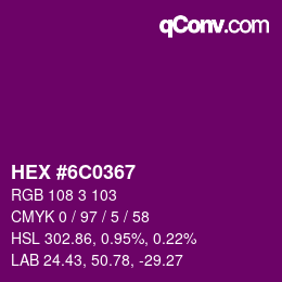 カラーコード: HEX #6C0367 | qconv.com