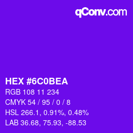 Color code: HEX #6C0BEA | qconv.com