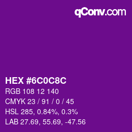 Color code: HEX #6C0C8C | qconv.com