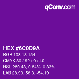 Color code: HEX #6C0D9A | qconv.com