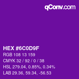Color code: HEX #6C0D9F | qconv.com