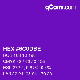 Color code: HEX #6C0DBE | qconv.com