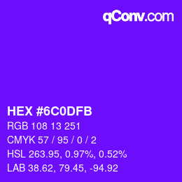 Color code: HEX #6C0DFB | qconv.com