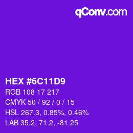 Color code: HEX #6C11D9 | qconv.com