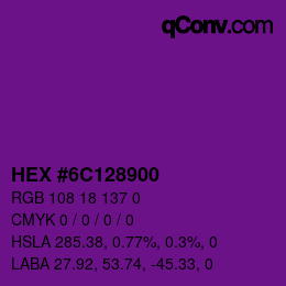 Farbcode: HEX #6C128900 | qconv.com