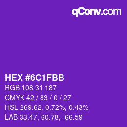 Color code: HEX #6C1FBB | qconv.com