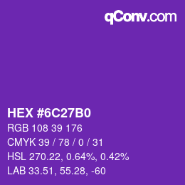 颜色代码: HEX #6C27B0 | qconv.com