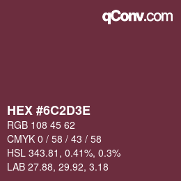 颜色代码: HEX #6C2D3E | qconv.com