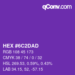 Color code: HEX #6C2DAD | qconv.com