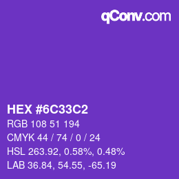 Farbcode: HEX #6C33C2 | qconv.com