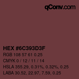 颜色代码: HEX #6C393D3F | qconv.com