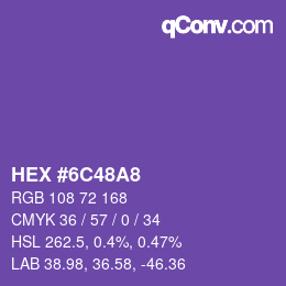 Color code: HEX #6C48A8 | qconv.com