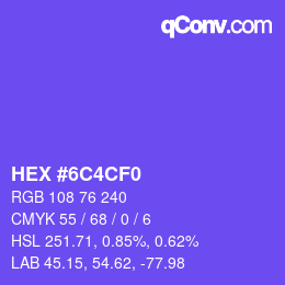 颜色代码: HEX #6C4CF0 | qconv.com