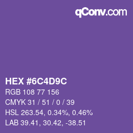 Color code: HEX #6C4D9C | qconv.com