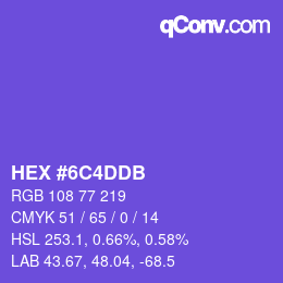 颜色代码: HEX #6C4DDB | qconv.com