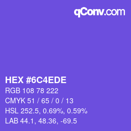 Farbcode: HEX #6C4EDE | qconv.com