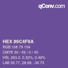 Color code: HEX #6C4F9A | qconv.com