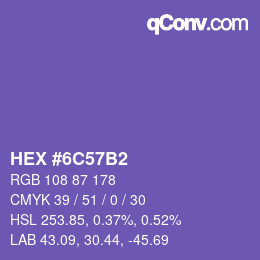 Farbcode: HEX #6C57B2 | qconv.com