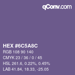 Color code: HEX #6C5A8C | qconv.com