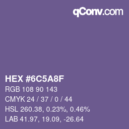 Color code: HEX #6C5A8F | qconv.com