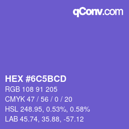 颜色代码: HEX #6C5BCD | qconv.com