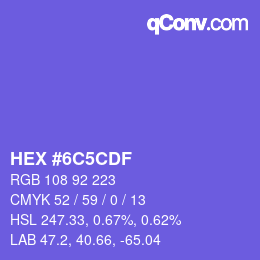 Color code: HEX #6C5CDF | qconv.com