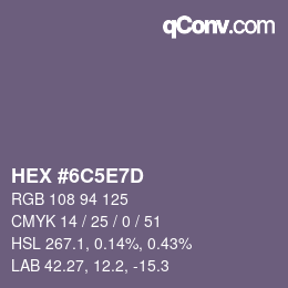 Color code: HEX #6C5E7D | qconv.com
