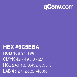 Color code: HEX #6C5EBA | qconv.com