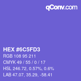 颜色代码: HEX #6C5FD3 | qconv.com