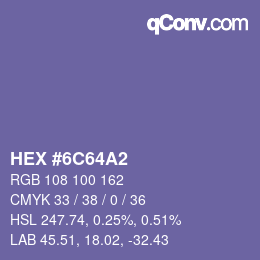 颜色代码: HEX #6C64A2 | qconv.com