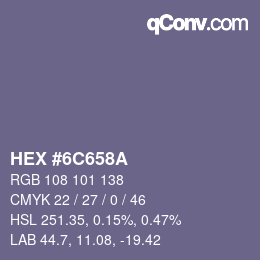 Color code: HEX #6C658A | qconv.com
